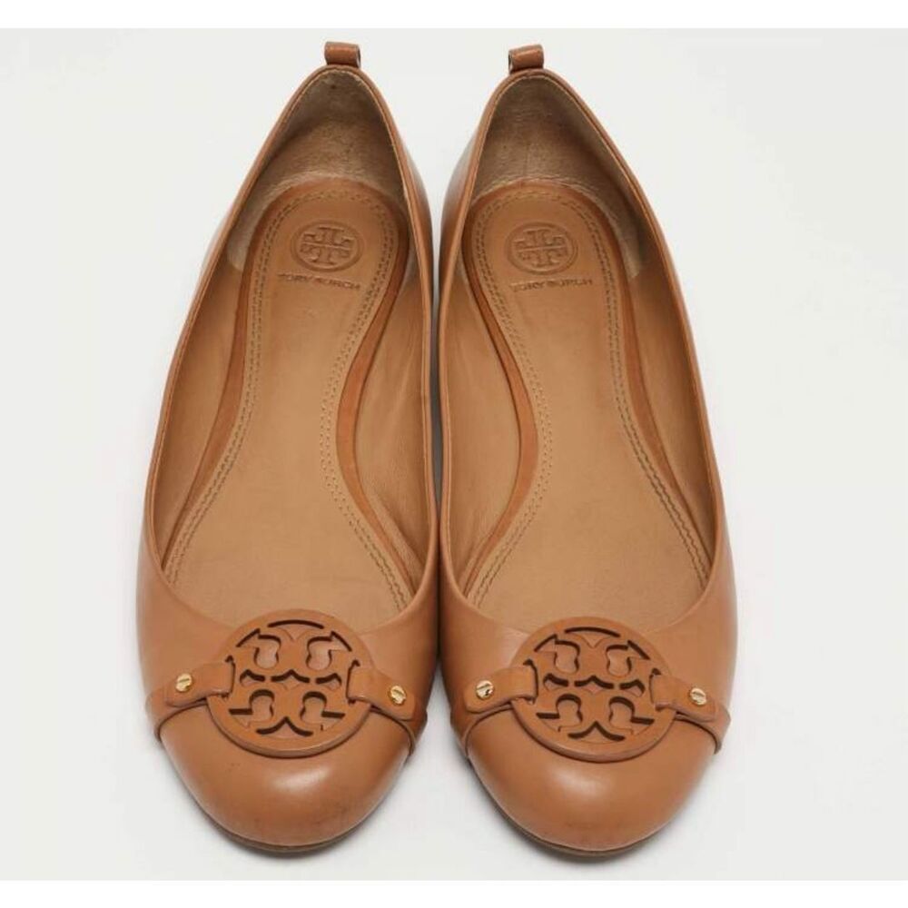 Tory Burch Gabriel Royal Tan Slip On Ballet Flats Leather 8.5